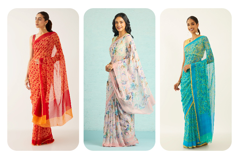Types of FLoral Sarees By Taneira